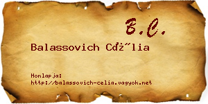 Balassovich Célia névjegykártya
